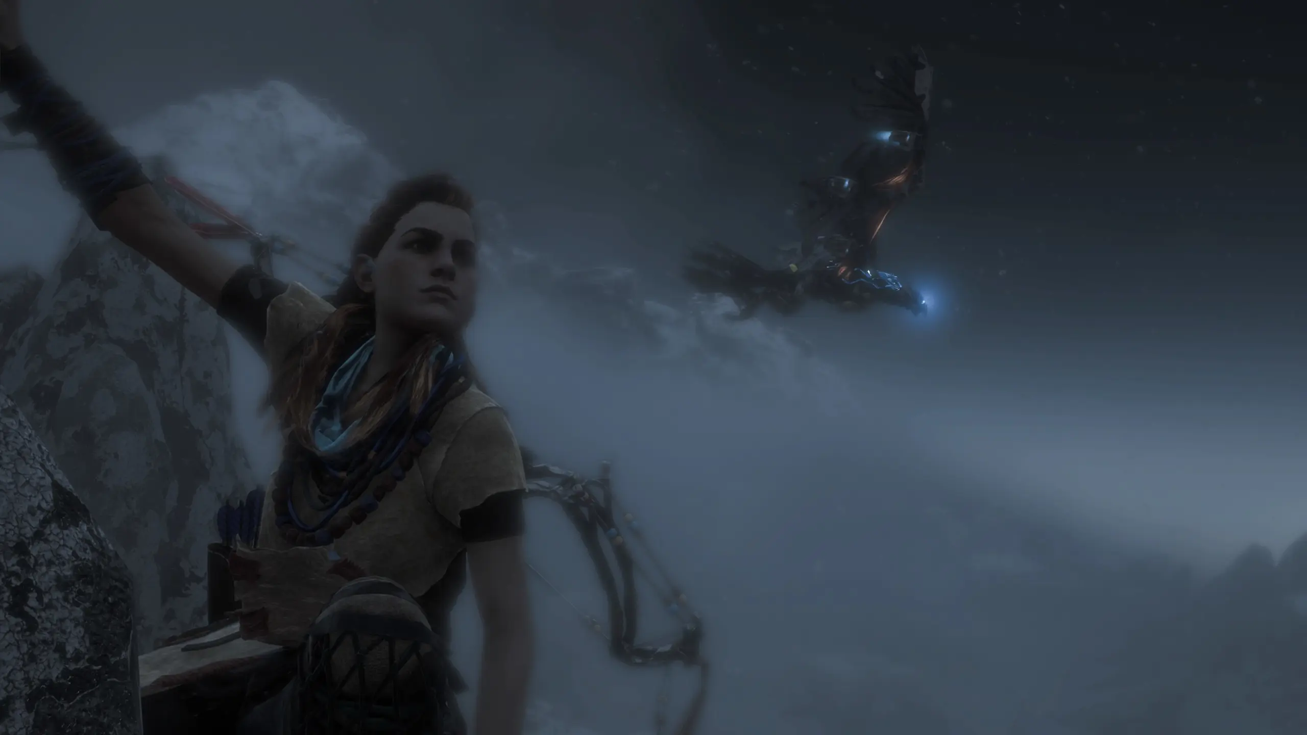 Heroic pose in a blizzard